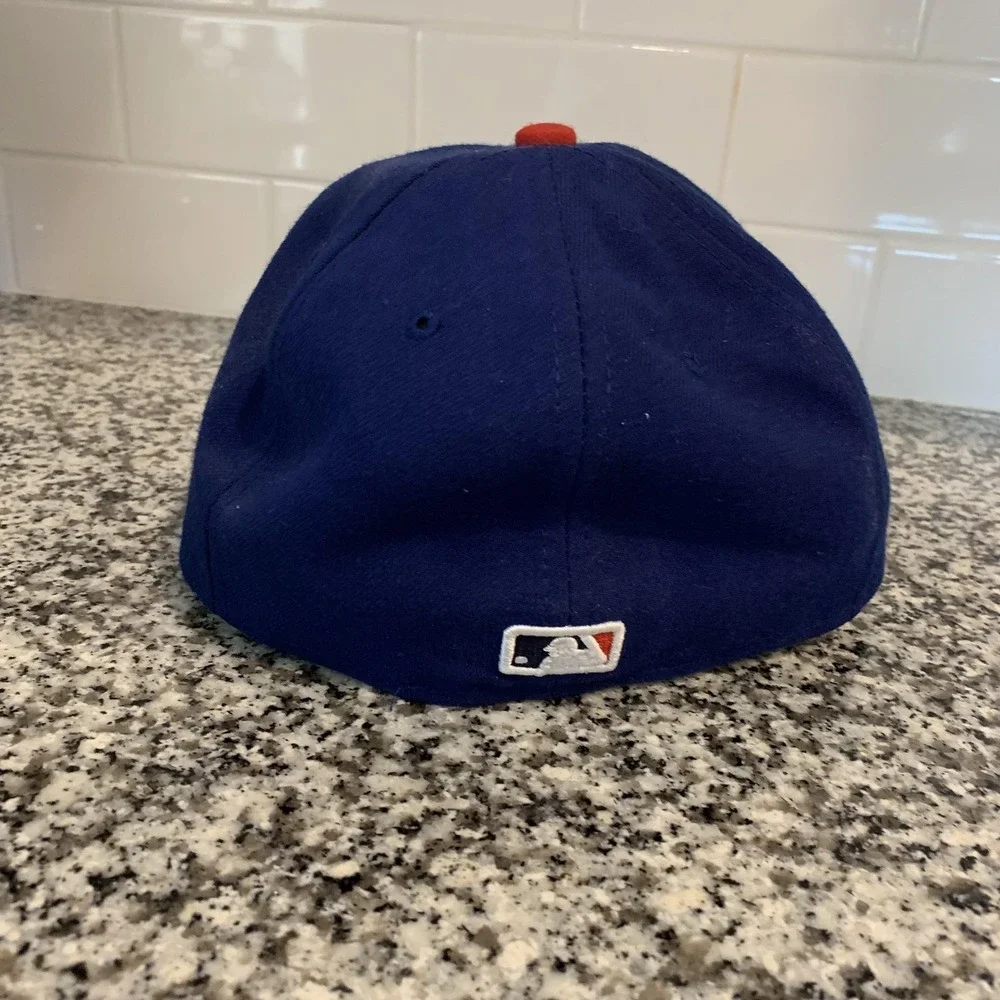 Vintage Philadelphia Phillies Hat Cap Fitted Mens 6 7/8 Blue Red New Era USA